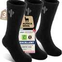 Alpaca Socks for Men and Women, Heavyweight Thermal Thick Warm Alpaca Wool Boot Sock for Hunting, Hiking, Moisture Wicking (Large, (3pairs)-black)