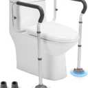 Toilet Safety Rail for Seniors, Toilet Grab Bars for Seniors and Disabled, Toilet Handles for Elderly with Adjustable Width and Height, 350 lb Weight Capacity (White)