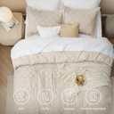 Bedsure Oversized King Comforter Set - Beige Comforter, Boho Tufted Distressed Vintage Bedding, 3 Pieces Farmhouse-Style Bed Set for All Seasons, Fluffy Soft Bedding with 2 Pillow Shams