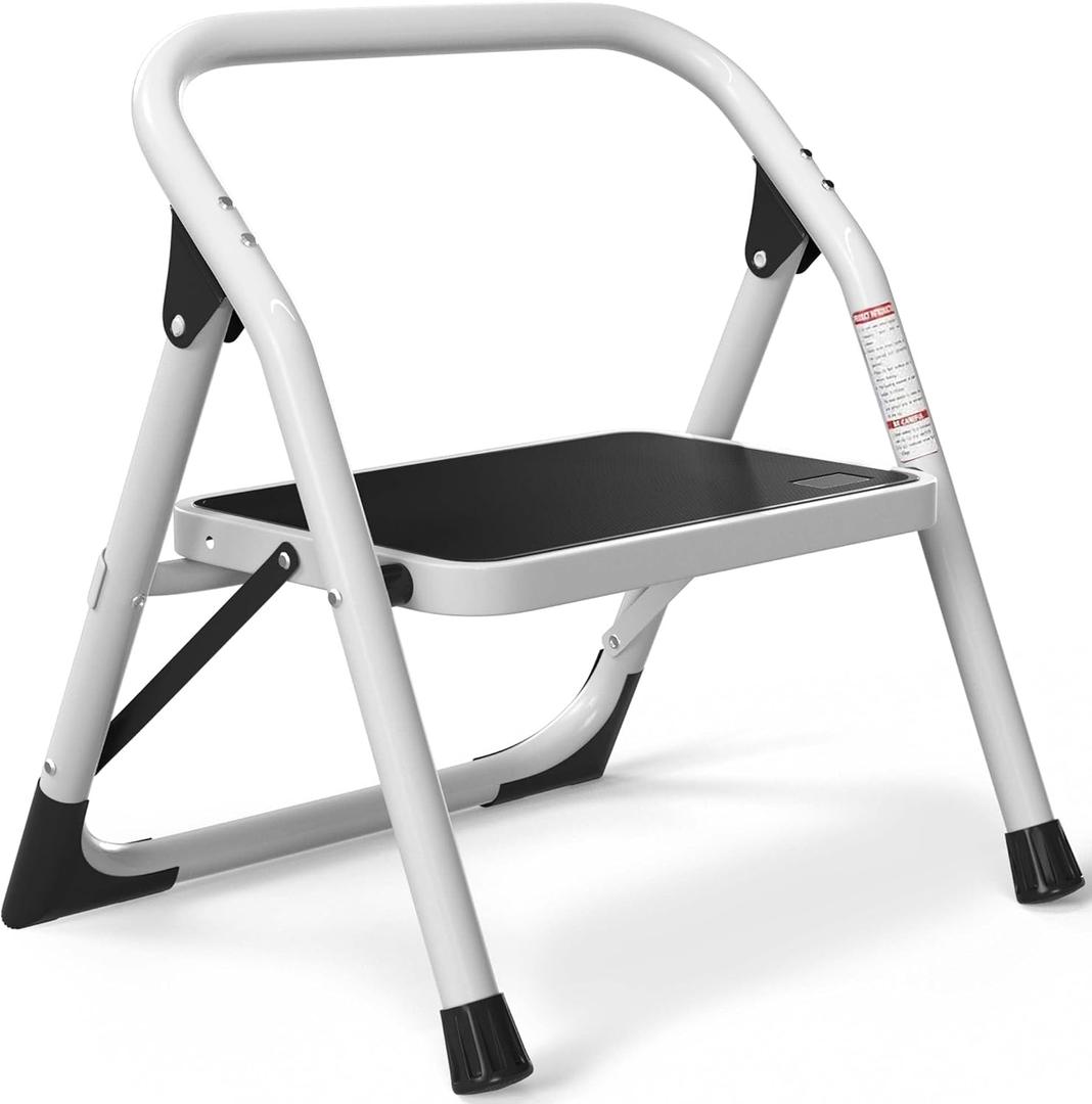 1 Step Ladder,Foldable 1 Step Stool, 18.5"D x 4.99"W x 18.1"H