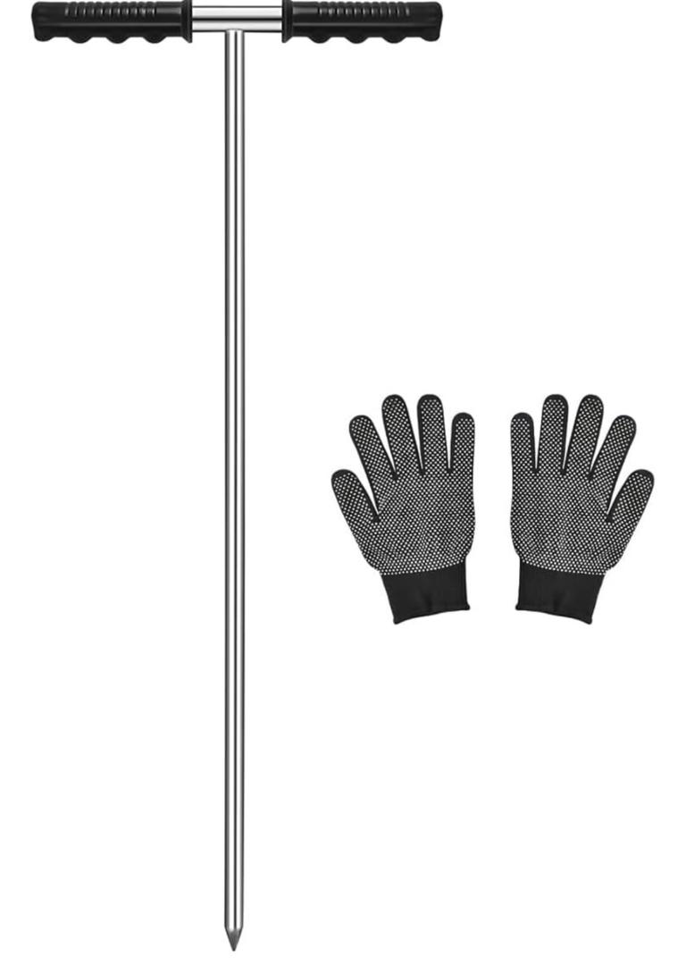 GADFISH Stainless Steel Soil Probe Rod, 32-48 Inch Hight Adjustable Ground Rod Tool with T-Handle for Locating Septic Tanks, Underground Pipes, Water Lines, Graves and Gopher Runs