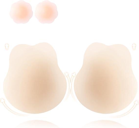 Lift Sticky Bra Push Up, Backless Bra Skin-Friendly Nipple Covers, Adhesive Strapless Bras for Women, Size: B