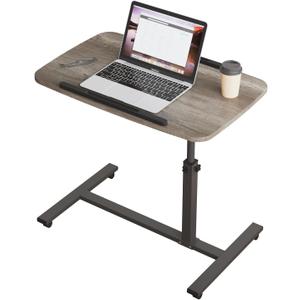 Adjustable Overbed Bedside Table with Wheels Hospital Bed Table Portable Computer Stands Movable Desk Computer Table for Bed Laptop Stand for Couch (Oak Grey)
