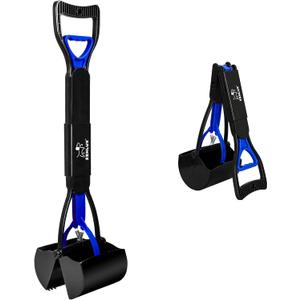 SZHLUX 28" Pooper Scooper, Foldable Dog Pooper Scooper with Unbreakable Material and Durable Spring for Grass and Gravel, Blue