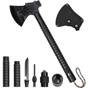LIANTRAL Survival Camping Axe, Folding Tactical Axe Hatchet with Hammer, Nylon Sheath for Outdoor Adventures