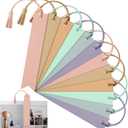 Panelee 12 Pcs Teacher Appreciation Gifts Bulk Pastel Leather Bookmarks with Tassel Bookish Book Lovers Gifts Handmade Engravable Blanks Leather Bookmark for Women Bookworm Back to School Supplies