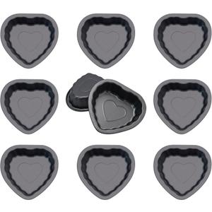 10 pcs Mini Fluted Tube Pan, 4 Inch Carbon Steel Fluted Cake Mold Cup with Heart Shape, Nonstick Cake Pan Mini Tube Oven Baking Mold for Cupcake, Bread, Bavarois, Brownie