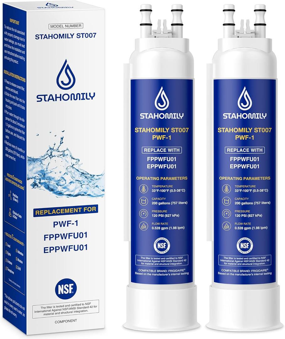 PWF-1 Water Filter Replacement for Frigidaire FPPWFU01, PurePour PWF-1 Water Filter, EPPWFU01 PureAdvantage PWF-1, 2 Pack