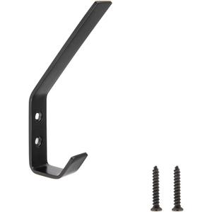 Amazon Basics Wall Mounted Modern Metal Drywall Coat Hooks - Flat Black, 5-Pack