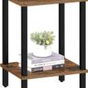 TUTOTAK End Table, Side Table, Nightstand, 2-Tier Storage Shelf, Sofa Side Table for Small Space, Living Room, Bed Room Brown and Black TB01BB034