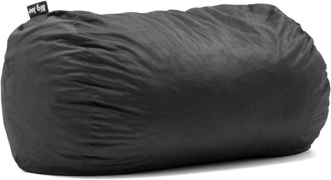 Big Joe Fuf 6Ft Giant Lounger Foam Bean Bag Chair, Oversized Couch with Removable Cover for Kids, Teens, Adults, Black Lenox, Durable Woven Polyester, 6 foot