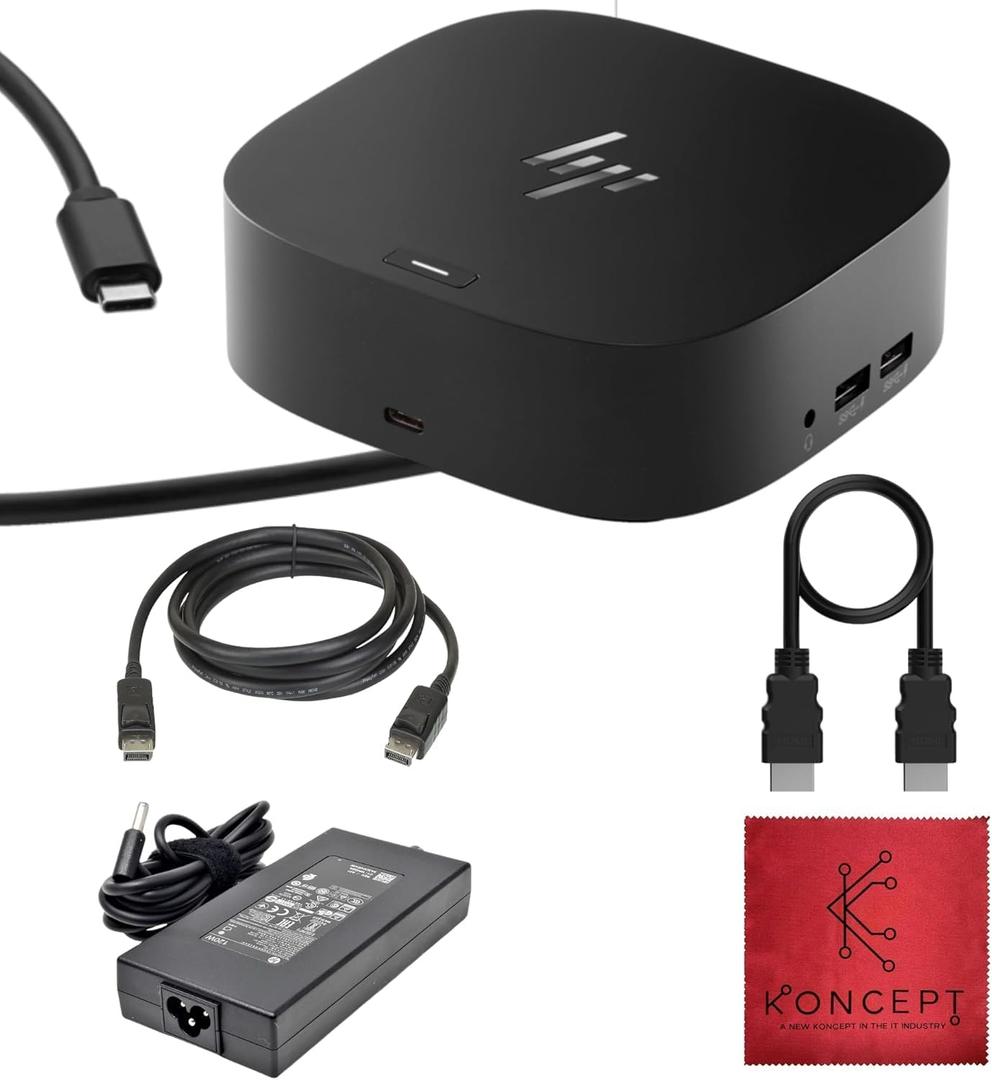 HP Docking Station for Laptop Dual Monitor and Charging - 5TW10AA / 5TW10UT / 5TW10AA#ABB USB-C G5 Dock with 120W + HDMI Cable + DisplayPort Cable (5TW10AA#ABB)