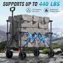 Elegear Wagon Cart Foldable Collapsible 440LBS - Adjustable Capacity from 100L to 200L - Heavy Duty Utility Beach Wagon with All-Terrain Wheels & Smallest Folding Design for Camping Sports Shopping (Black)