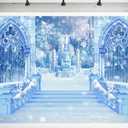 10X8FT Winter Wonderland Castle Scene Backdrop Ice and Snow White World Photography Backdrops Christmas Party Decorations Supplies Banner Photoshoot Photo Studio Props DH-854