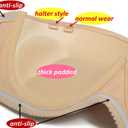 Women's Strapless Push Up Bra Underwired Thick Padded Low Cut T-Shirt Convertible Supportive Bras with Clear Straps (Beige, 40C)