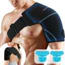 Comfytemp Shoulder Ice Pack Wrap Shoulder Brace, Gel Cold Compression Sleeve for Injuries Reusable Arm Rotator Cuff Pain Relief, Therapy Recovery Items for Men Women, Black - 2 Gel Pack + 1 Brace