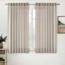 MIULEE Natural Linen Curtains 63 Inch Length 2 Panels for Bedroom Living Room, Soft Linen Textured Window Drapes Semi Sheer Light Filtering Back Tab Rod Pocket Farmhouse Modern Burlap Look Decor