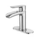NEWATER Waterfall Spout Brass Bathroom Sink Faucet Basin Mixer Tap Polished Chrome Single Handle