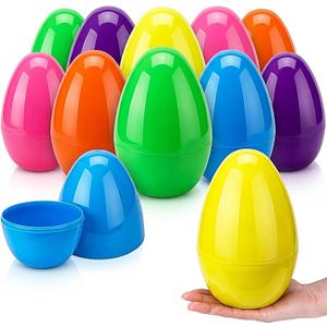 12 Pcs 7.87" Large Easter Eggs Plastic Fillable, Colorful Jumbo Easter Eggs for Easter Themed Hunt Basket Stuffers Fillers Filling Treats Party Favor Classroom Prize Supplies