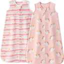 Unnivoll Baby Sleep Sack 6-12 Months 1.0 Tog Micro Fleece Baby Wearable Blanket Microfleece Sleeping Sack with 2-Way Zipper for Newborn Infant Pink & White Unicorn