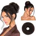 RUWISS Small Messy Bun Hair Piece Human Hair, One Hairpiece Two Styles Mini Natural Looking Scrunchies Updo for Daily, Hair Buns for Hair Women Ponytail (Dark Brown with 15% Dark Cocoa Blonde)