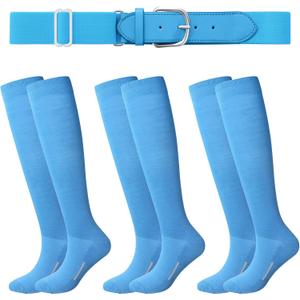 Haysandy Baseball or Softball Sock and Belt Combo Set 3 Football Baseball Socks with Softball Belt for Youth Boys Kids