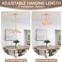 15.7" Boho Pendant Light, Adjustable Coastal Cotton Rope Lamp Shade, Farmhouse Chandelier Vintage Rustic Hanging Lamp for Kitchen Island, Bedroom, Dining Room, Living Room, Entryway, Foyer