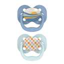 Dr. Brown's Advantage Baby Pacifier, Fully Symmetrical Soother with Soft Silicone Bulb, Blue Sunrise, 0-6m, BPA Free, 2 Pack