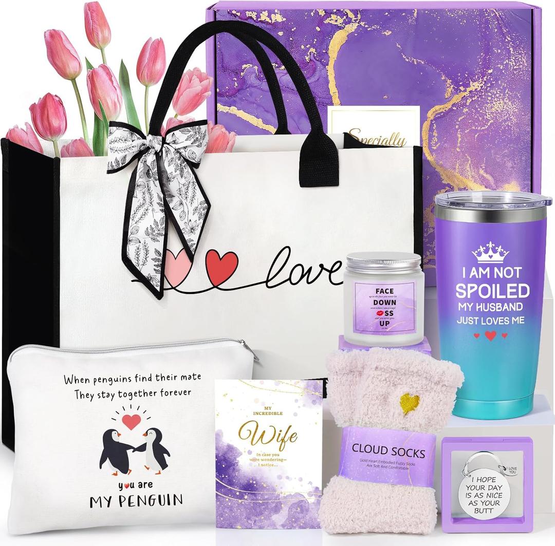 Suhctuptx Gifts for Wife Christmas Gift Birthday Ideas, Wedding Anniversary Valentines Day Gift for Women i Love You Her (Purple)