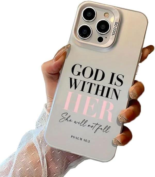 Jesus Bible Verse Phone Case Christian Cross Phone Case PC Frame Full-Body Protective Cover for iPhone 17/16/15/14/13 Pro Max, Pro, Plus (Style2-White)