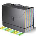 25 Pockets Expanding File Folders,Accordion File Organizer,Portable Filing Box with Plastic Handle,Expandable File Folder,Monthly Bill Receipt Paper and Document Organizer,Colored Tabs,A4/Letter Size