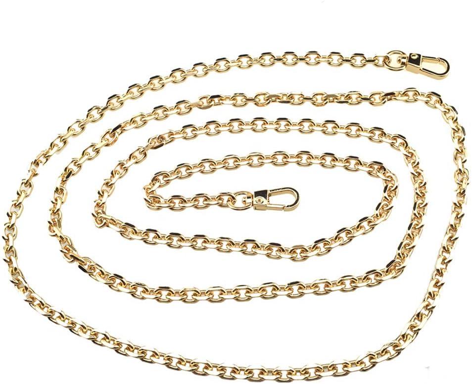 HAHIYO Mini Pochette Purse Chain Strap Thin Wide 6mm for LV Length 59.1 inches Thick 2mm Shiny Gold for Shoulder Cross Body Sling Handbag Wallet Clutch Comfortable Flat Metal Strap (Pack of 1)
