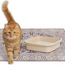 Lovewag Cat Litter Mat 2 Pack - Large 36x48 Machine Washable Easy Clean Non-Slip Waterproof Trapping Mats for Cats - Caramel Brown