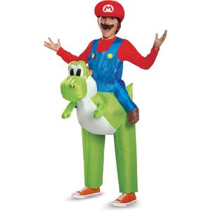 Disguise Super Mario Bros. Mario Riding Yoshi Inflatable Costume, Officially Licensed Super Mario Bros Costume for Kids, One Size