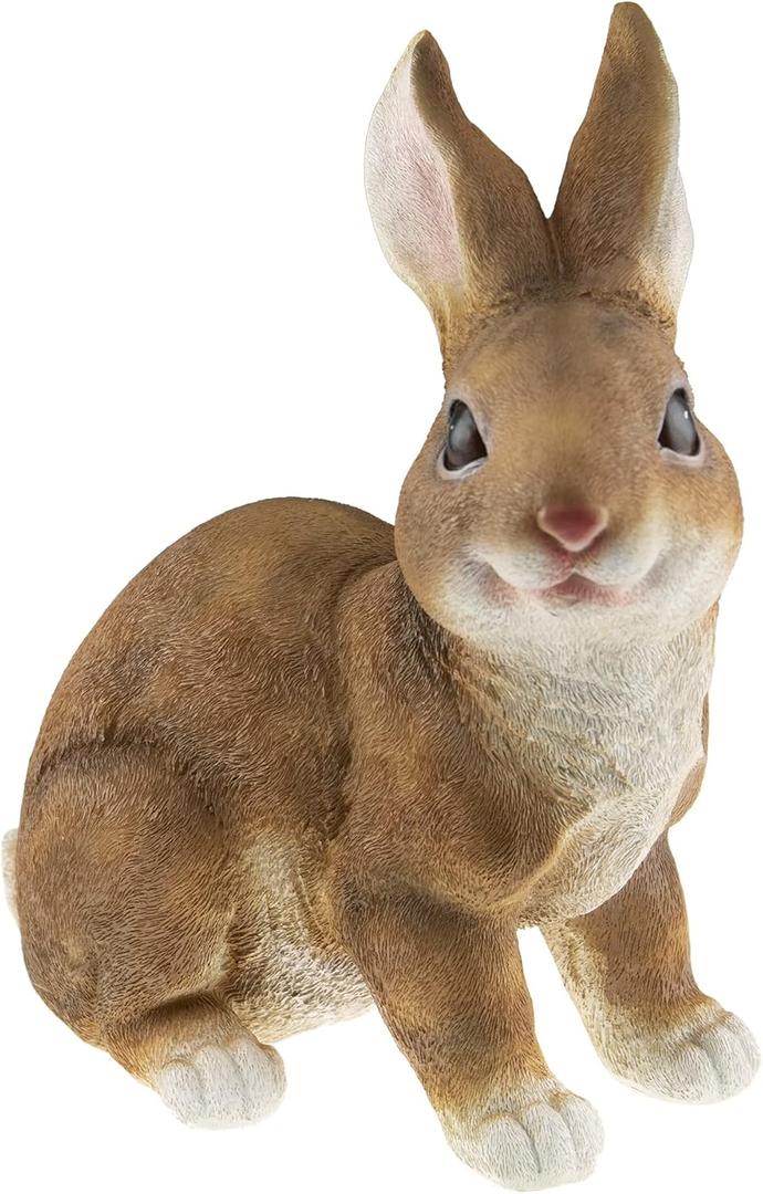 CLEVER GARDEN Brown Rabbit Garden Statue Outdoor Décor, Resin Figurine Decoration for Lawn, Yard, Patio, Porch, and More