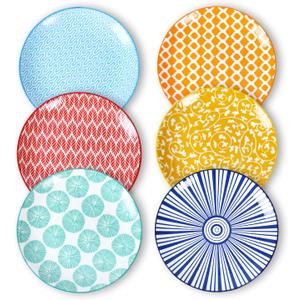Selamica Ceramic Dessert Plates, 7 Inch Small Plates, Appetizer Plates for Kitchen, Set of 6, Microwave Dishwasher Safe, Assorted Colors