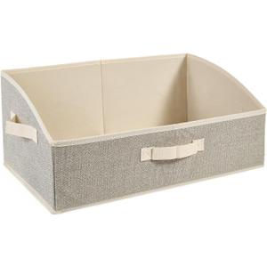 DAYARD Fabric Bins [1-Pack], Trapezoid Storage Bins with Handles, Foldable Baskets Storage Boxes for Shelves, Closet, Bookshelf, Organizer Containers, 20 x 11 x 8 inch Beige