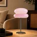 Bedroom Mushroom lamp, Medieval Modern Bedside Table lamp, dimmable Retro Egg Tart Headlight, Unique Home Mushroom Decoration Aesthetic Lovely Living Room Desk lamp (Pink)