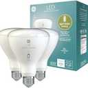 GE LED+ Battery Backup LED Light Bulbs, Emergency Light Bulb for Power Outages + Flashlight, BR30 Indoor Floodlights (3 Pack)