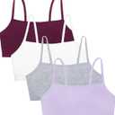 Fruit of The Loom Women's Spaghetti Strap Cotton Pullover Sports Bra Value Pack (36, Purple/White/Lilac/Grey)