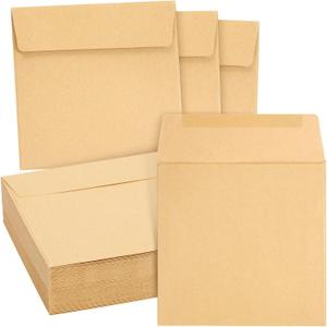60 Pack Brown Square Envelopes, 5.5 x 5.5 Inches Kraft Paper Envelopes for Mailing Invitations, Weddings, Baby Showers, Birthdays, Small Business, Greeting Cards