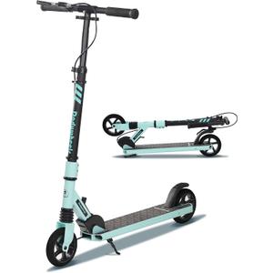 Kids Kick Scooter for Ages 6-12, Teens and Adults - Foldable & Lightweight with Light Up Wheels, Adjustable Handlebar, Dual Brakes (Hand & Foot), 220 lbs Capacity