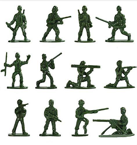 HAPTIME 100-Piece Green Toy Soldiers - 12 Poses, Detailed and Balanced Mini Army Men - Perfect for Pretend Play, Educational Projects, Cake Decorations, and Military-Themed Parties - 1 Inches Tall