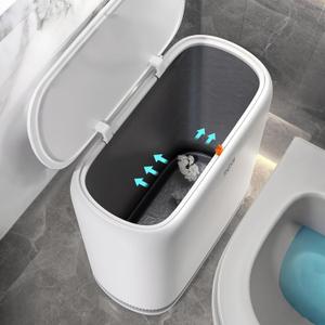 JOYBOS Bathroom Trash Cans, Adsorption Garbage Can with Press Type Lid,10L Dogproof Slim Plastic Narrow Trash Bin,3 Gallon Garbage Bin for Home, Office and Narrow Place