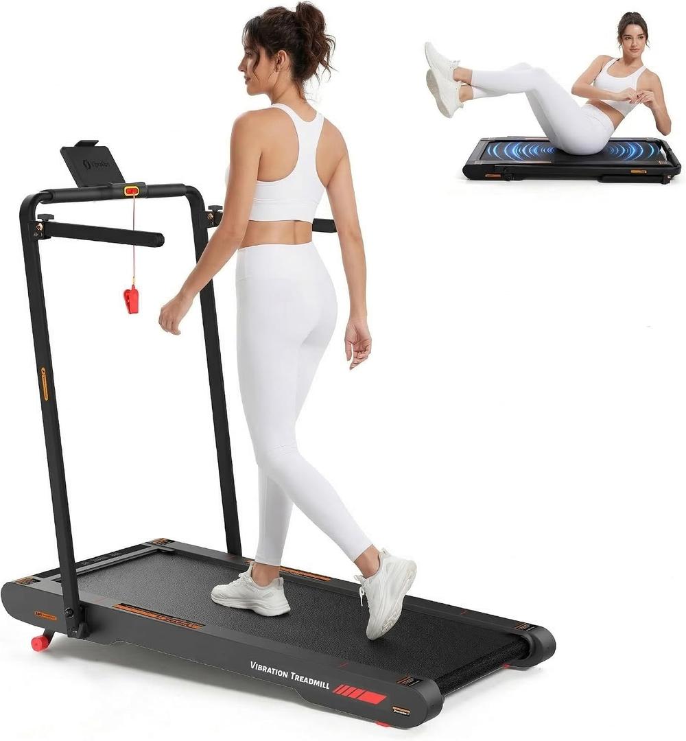Freepi Walking Vibration Pad,3 in 1 Under Desk Treadmill with Handle Bar,Vibration Portable Treadmill for Home