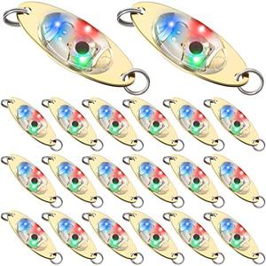 Skylety LED Fishing Lures Fishing Spoons Underwater Flasher Bass Halibut Saltwater Trolling Deep Drop LED Lighted Bait Flasher(9 Pcs)