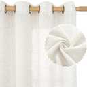 LAMIT Linen Curtains 102 Inches Long for Living Room, Bronze Grommet Linen Textured Sheer Curtains Light Filtering Panels for Boho Farmhouse, 2 Panels, 52 x 102 Inch, Cream