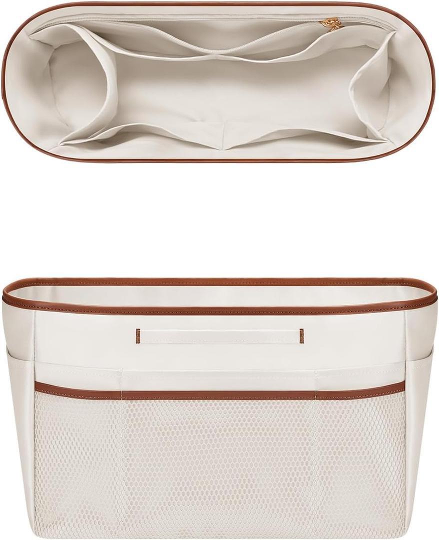 GIVLEFLY Large Purse Organizer Insert for Tote Bag, Lightweight Handbag Organizer with Multiple Pockets, Structured Bag Insert,White (Large Slender Open Top)