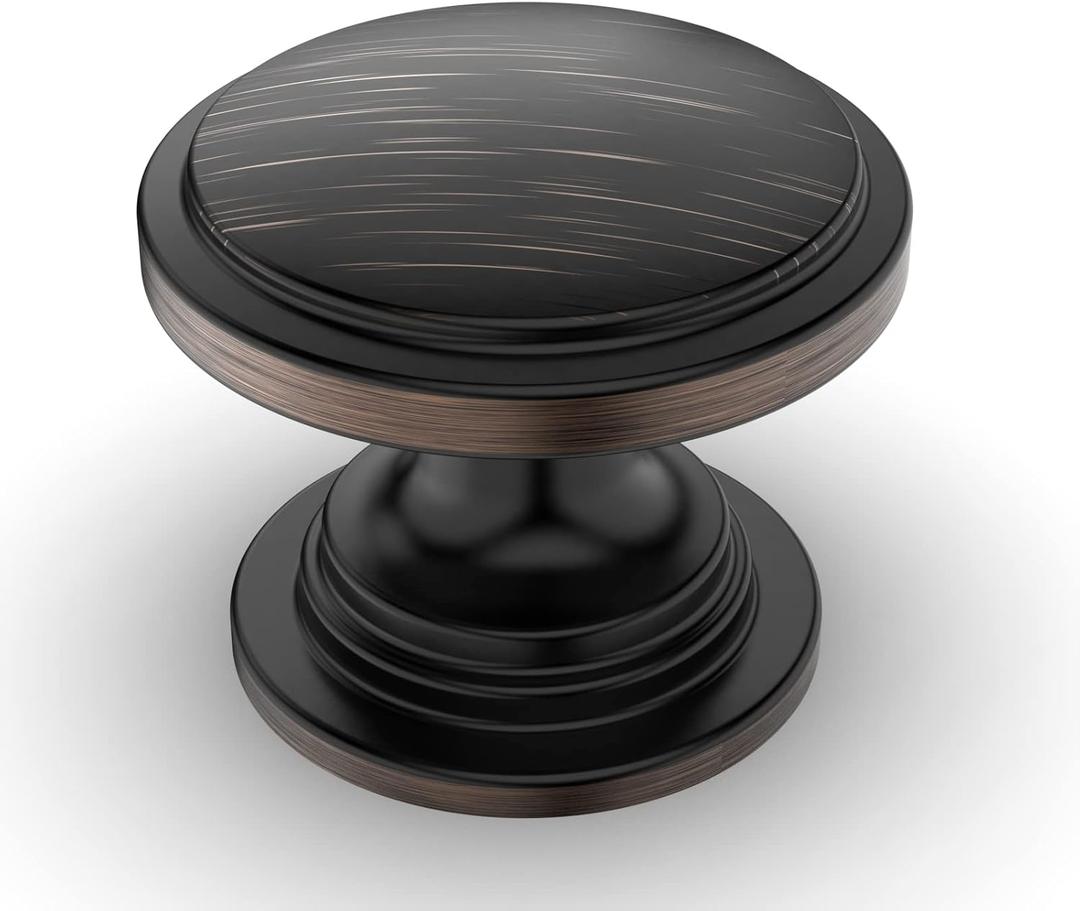 Amerdeco 10 Pack 1-1/4 inch Kitchen Cabinet Knobs Oil Rubbed Bronze Cabinet Knobs Bedroom Dresser Drawer Knobs Single Hole Cabinet Handles