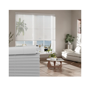 No Tools-No Drill Mini Blinds for Indoor Windows Cordless 1" Slat Blackout Aluminum Horizontal Window Blinds Waterproof for Office,Home,Door, White, Custom Size